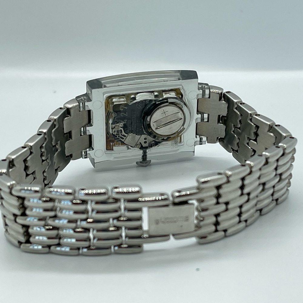 𝅺vintage Ladies Square Swatch Watch So Chic SUBM100G Stainless Steel Crystals - Picture 3 of 4